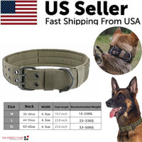 Tactical Heavy Duty Nylon Large Dog Collar with Metal Buckle - 2" Wide