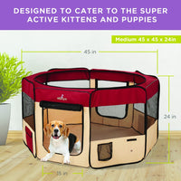 Portable Medium 45"X45"X24" Pet Playpen with Carrying Case for Dogs and Cats