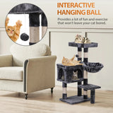 Deluxe 36" Gray Cat Tree Tower with Hammock & Scratching Posts 