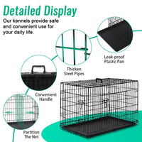 "Large Metal Folding Dog Crate Cage for Big Dogs - Double Door Design"