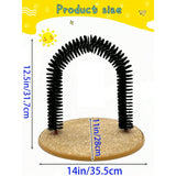 Interactive Cat Toy Arch with Grooming Brush and Scratching Pad