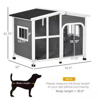 "Stylish Gray Rustic Retreat Wooden Dog House: Large Size with Openable Roof & Giant Window"