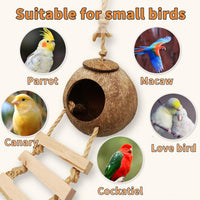 Natural Coconut Fiber Birdhouse Cage with Ladder 