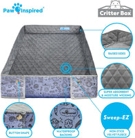 Washable Cage Liner with Raised Sides, Fleece Bedding, Waterproof Bottom, and Edge-Protected Pee Pads for Small Animals