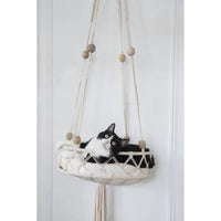 Bohemian Handwoven Cat Hammock Swing Bed - Stylish Macrame Wall Hanging for Home Decoration