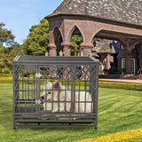 Large Dog Cage: Sturdy Metal Kennel with Three Doors, Four Wheels, 38 Inch Size, Y Shape Design - Silver