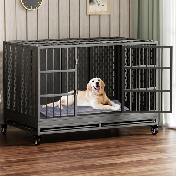 48 Inch Heavy Duty Dog Crate with Wheels.      