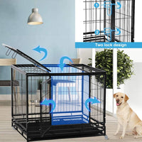 Dog Cage Crate Heavy Duty Sturdy Metal.           48/42/36" Large Pet Dog Kennel Fence for Training, Indoor and Outdoor Dog Fence with Lockable Wheels and Plastic Tray and Double Door and Lock Design,Black