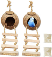 Natural Coconut Fiber Birdhouse Cage with Ladder 