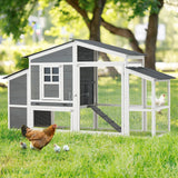 Spacious 81" Wooden Chicken Coop for 6-8 Chickens - Multi-Level Outdoor Hen House with Nesting Boxes 