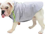 Trendy Lightweight Hooded Dog Raincoat - Zipper Closure Poncho with Reflective Strip for French Bulldogs & Pugs - Stylish Gray Design!