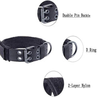 Tactical Heavy Duty Nylon Large Dog Collar with Metal Buckle - 2" Wide