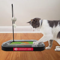 MLB Cincinnati Reds Baseball Field Cat Scratcher Toy with Interactive Features