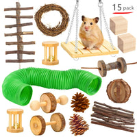 Combination Hamsters Rabbit Rat Toys Hamster Toys Set Pet Rabbit Guinea Pig Parrot Play Molar Wooden Supplies