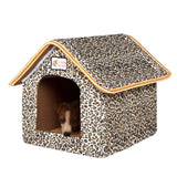 Soft Leopard Winter Pet House with Foldable Bed - Cozy Sofa for Small to Medium Dogs