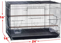 Lot of 6 Aviary Breeding Bird Finch Parakeet Finch Flight Cage 24" X 16" X 16"H (Black)