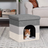 Hygge Stripe Small Pet House with Plush Ball Toy