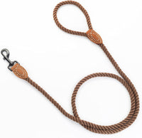 Cotton Rode Leash for Dog with Leather Tailor Tip and metal clasp 