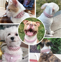 "Stylish Pink Spiked Leather Dog Collar - Adjustable & Soft for Small Breeds like Chihuahua, Yorkshire, Shih Tzu & More!"