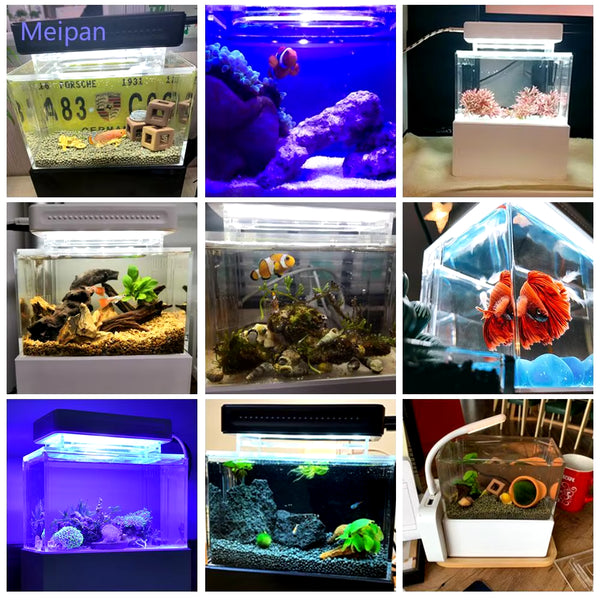 1.5L Mini Betta Fish Tank - Desktop Aquascaping with Water Filter, USB Air Pump, and LED Lighting