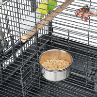 "Chic & Roomy 68.5'' Black Metal Rolling Bird Cage - The Ultimate Aviary for Your Parrots!"