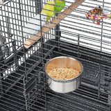 "Chic & Roomy 68.5'' Black Metal Rolling Bird Cage - The Ultimate Aviary for Your Parrots!"