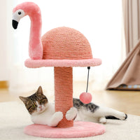 Sisal Cat Scratching Post with Flamingo Design for Small Cats - Pink