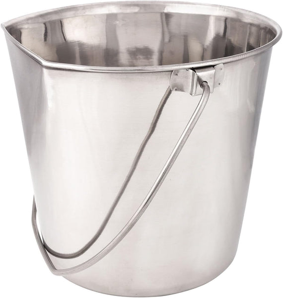 Stainless Steel Flat-Sided Pails for Fences, Cages, Crates, or Kennels - 6", 2-Quart