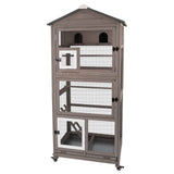 68.8"L Wooden Bird Cage Outdoor Bird Aviary Indoor Large Parakeet Cage on Wheels.    