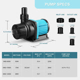 3170 GPH Submersible Aquarium Water Pump with Controller - Ideal for Fish Tanks, Aquariums, Fountains, Sump Systems, Hydroponics, Freshwater, and Marine Water Use