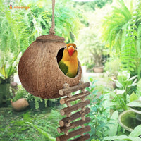 Cozy Natural Coconut Bird Hideaway House with Ladder 