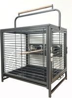 "Stylish Portable Bird Parrot Carrier Cage - Perfect for Travel (19" X 15" X 25"H, Black Vein)"