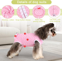 Cute Pink Polka Dot Dog Diapers – Stylish Sanitary Pants for Male & Female Dogs + Surgical Recovery Suits - Size Large