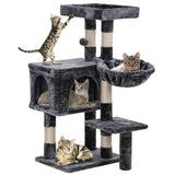 Deluxe 36" Gray Cat Tree Tower with Hammock & Scratching Posts 