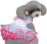 Professional title: "Pet Dress: Dog Clothes Printed Lace Skirt Tutu Princess Dress (XS, White)"