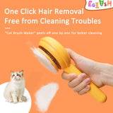 "Self-Cleaning Cat Brush - Pet Massage Comb for Indoor Cats & Dogs - Removes Deep Hair Effortlessly (Yellow)"