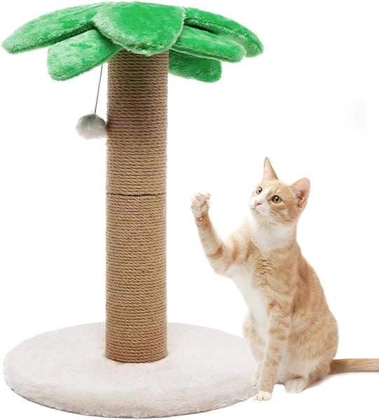 Coconut Palm Tree Cat Scratching Post - Natural Jute Sisal Scratch Pole for Cats and Kittens (23 Inches)