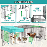 Metal Chicken Coop Cage Walk-In Rabbit Enclosure Pen Outdoor Backyard Chicken Run Pen with Waterproof Cover for Rabbit Duck Hen, 72" X 48"