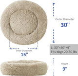 Large Washable Round Dog Bed for Large Dogs, Medium Donut Dog Bed, Comfortable Calming Cuddler Bed for Dogs