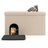 Cat Litter Box Enclosure Hidden Furniture with Urine Proof Litter Mat