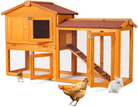 58" Chicken Coop Large House            58‘’ Wooden Hen House Outdoor Bunny Rabbit Hutch with Ventilation Door, Removable Tray & Ramp Garden Backyard Pet House (58 Inches)