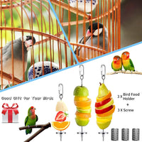 Stainless Steel Bird Food Holder with Foraging Toy for Parrots and Cockatoos