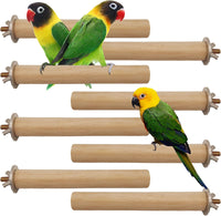 Natural Wood Bird Perch Stand Set - 8 Piece Playground for Cockatiels, Parakeets, and Conures - Essential Accessories for Bird Cages