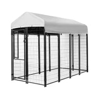 Spacious Black Welded Wire Dog Kennel - 8ft x 4ft x 6ft for Ultimate Pet Comfort