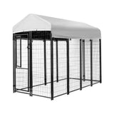 Spacious Black Welded Wire Dog Kennel - 8ft x 4ft x 6ft for Ultimate Pet Comfort