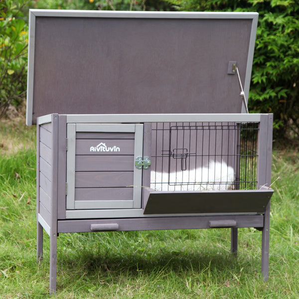 Deluxe Wooden Rabbit & Rabbit Hutch - Versatile Indoor/Outdoor Small Animal Home for Bunnies and Guinea Pigs