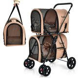 4-In-1 Double Dog & Cat Stroller with Detachable Carrier and Travel Carriage