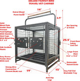 "Stylish Portable Bird Parrot Carrier Cage - Perfect for Travel (19" X 15" X 25"H, Black Vein)"