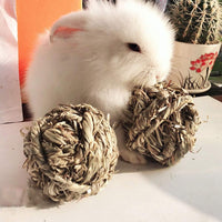 Small Animal Activity Play Chew Toy - Timothy Grass Rabbit Chew Ball for Rabbits, Hamsters, Guinea Pigs, and Gerbils