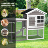 Deluxe 2-Story Wooden Rabbit & Chicken Hutch with Spacious Run Area